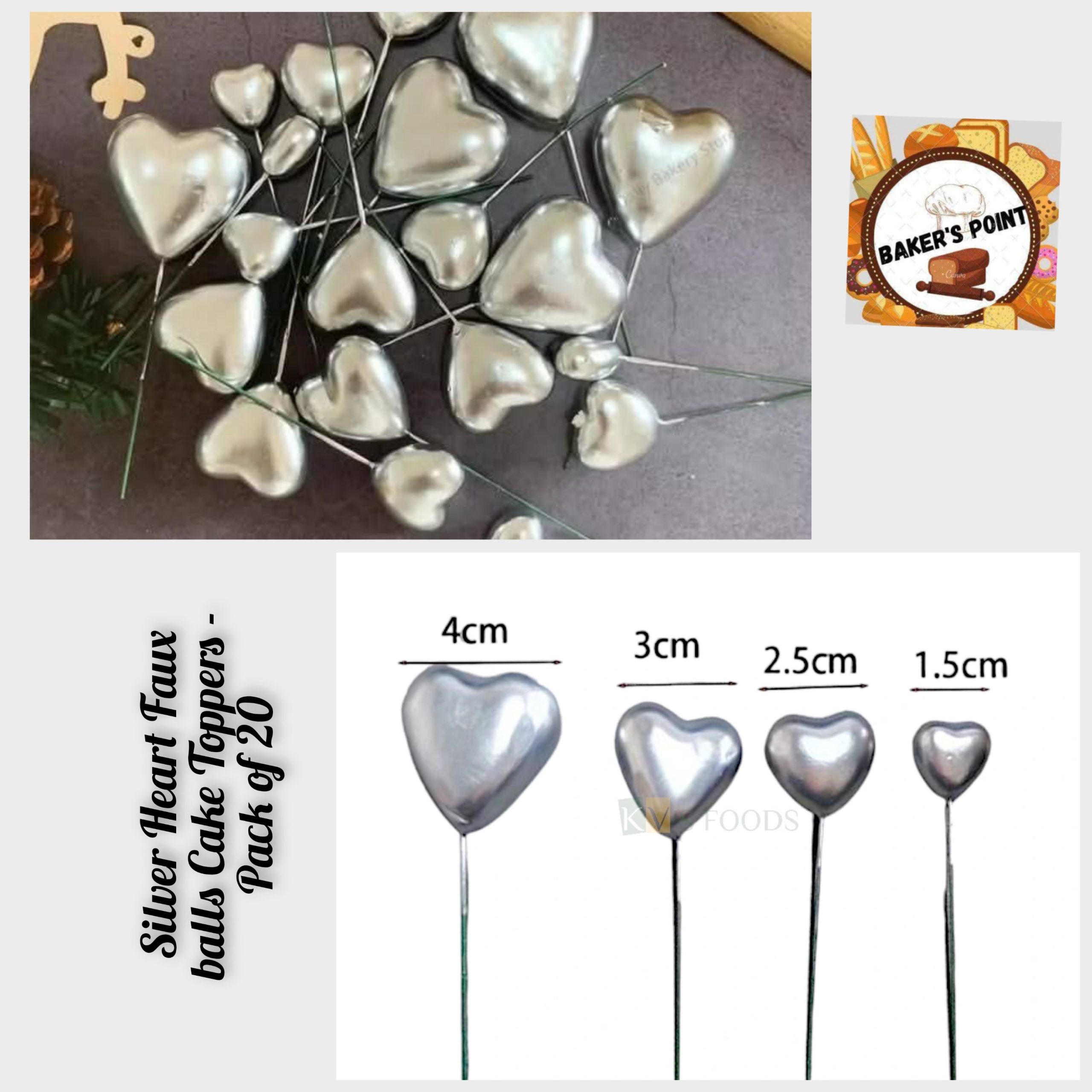 3D Herat Shape Cake Toppers – Pack of 20