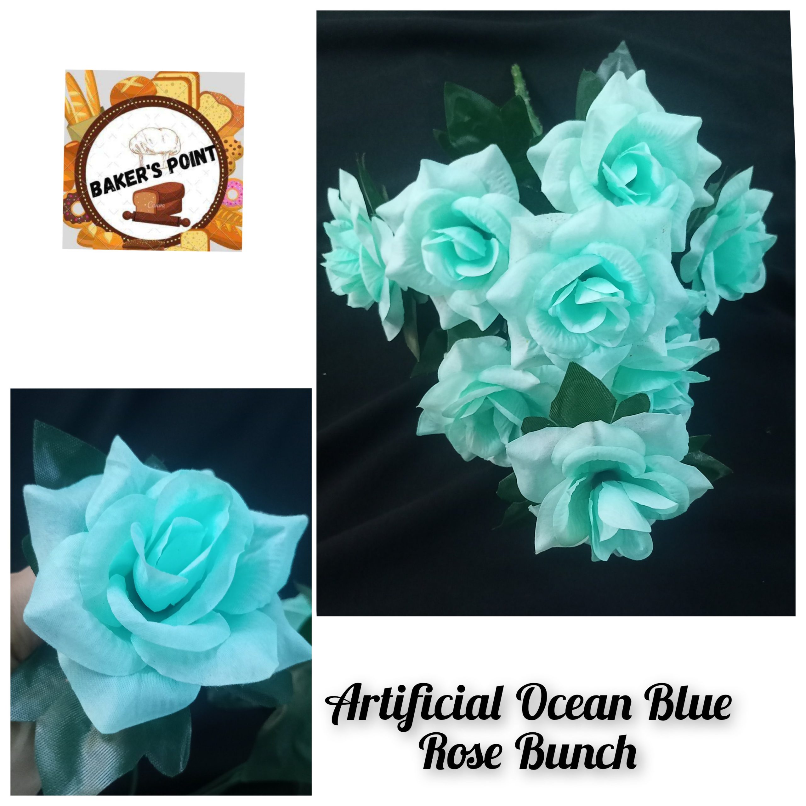 Artificial Ocean Blue Rose Bunch