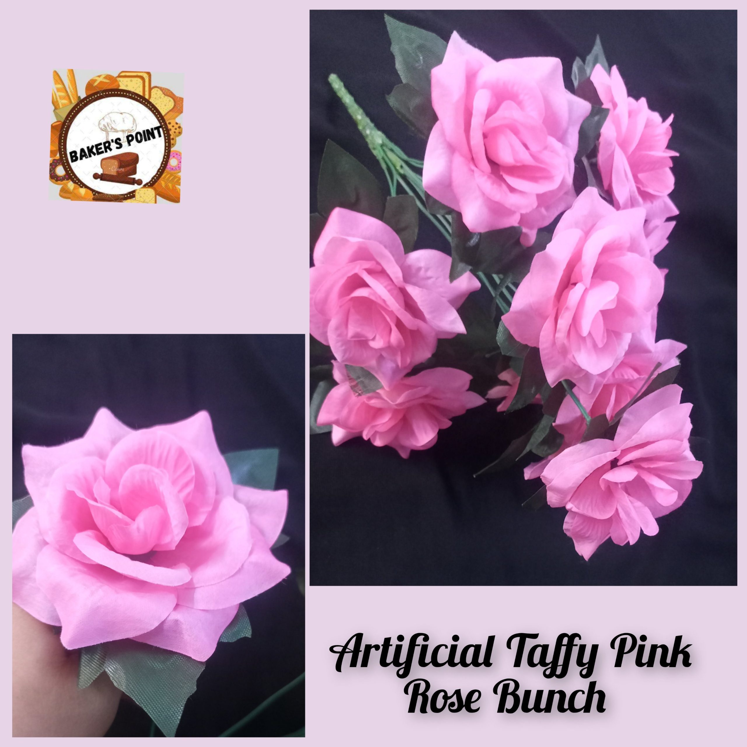Artificial Taffy Pink Rose Bunch