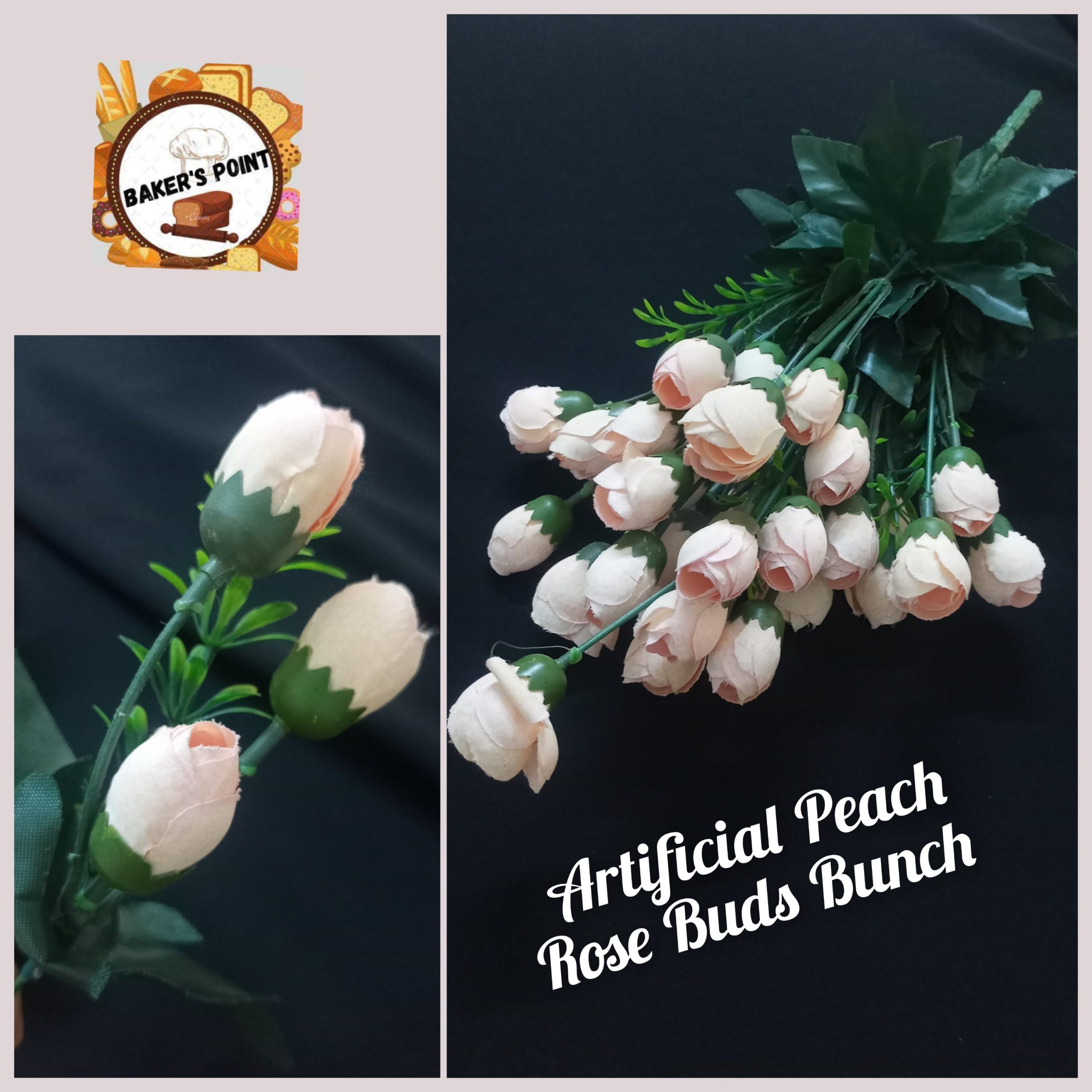 Artificial Peach Rose Buds Bunch
