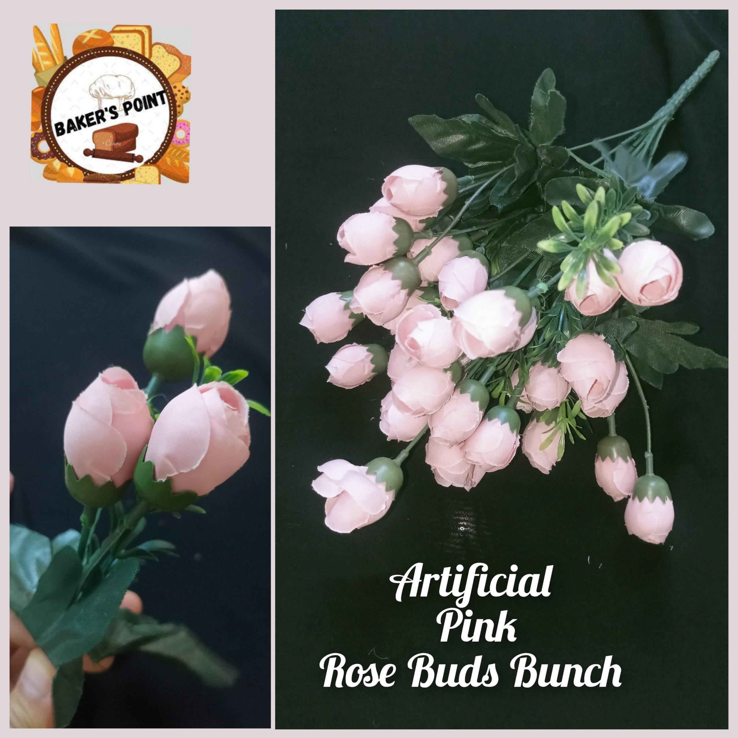 Artificial Pink Rose Buds Bunch