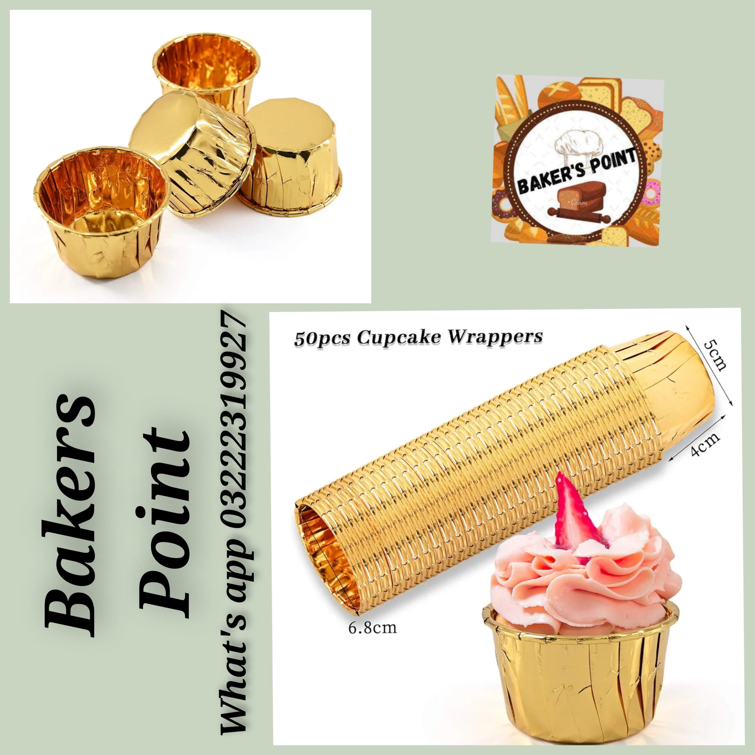 Cupcake Wrappers Golden 50 pc pack