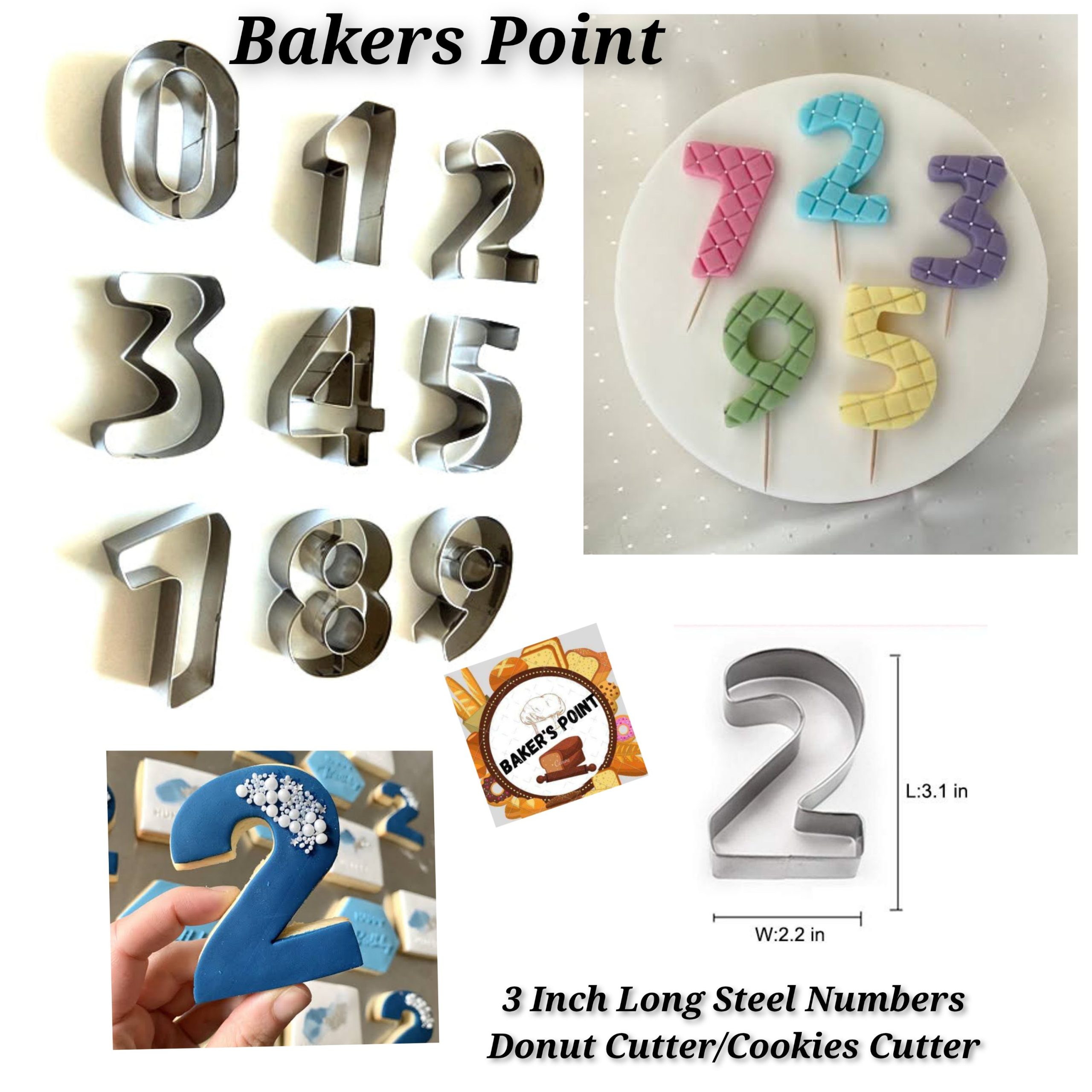 Numbers Donut Cutter/Cookies Cutter 3 Inch Long Steel