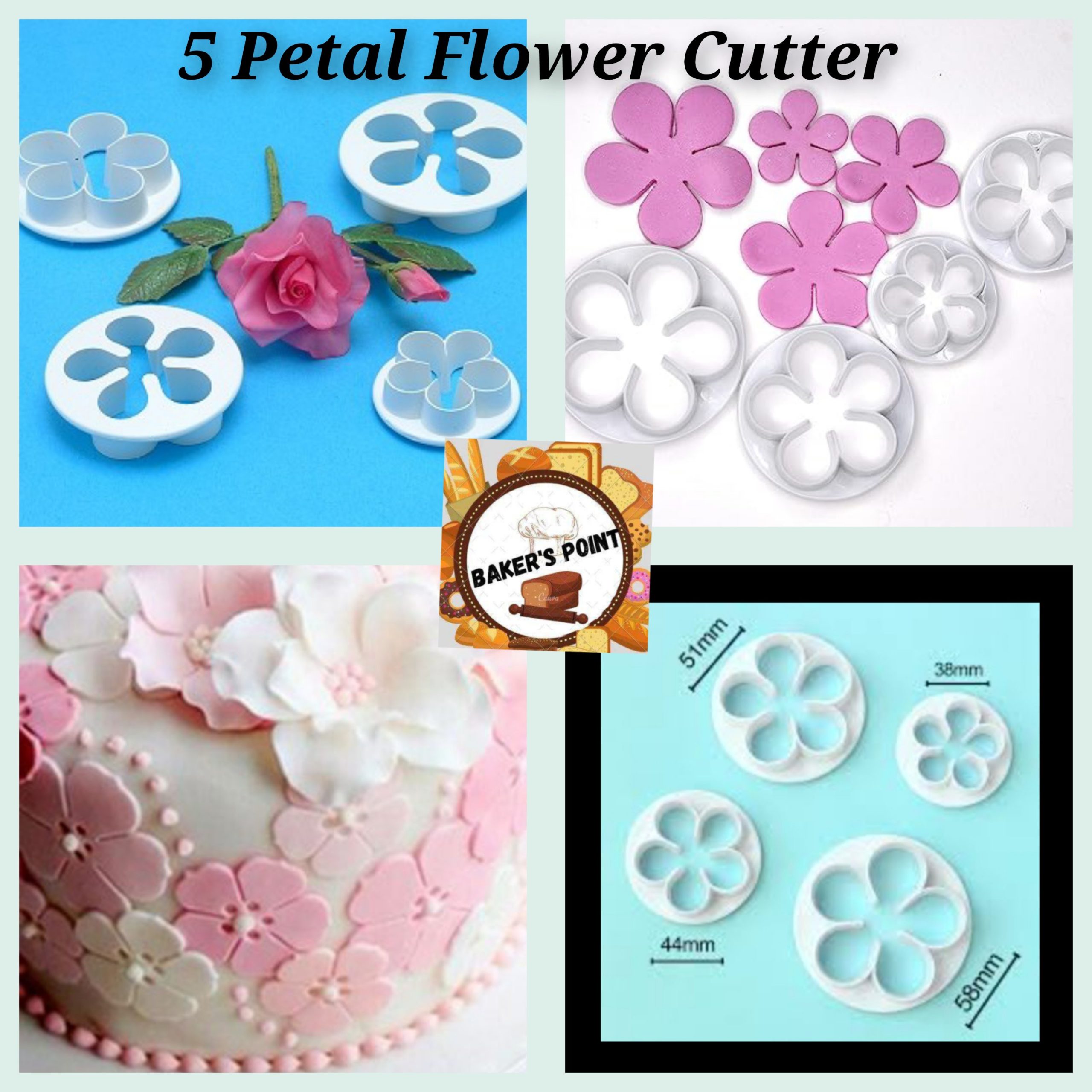 5 Petal Flower Cutter 4pc Set