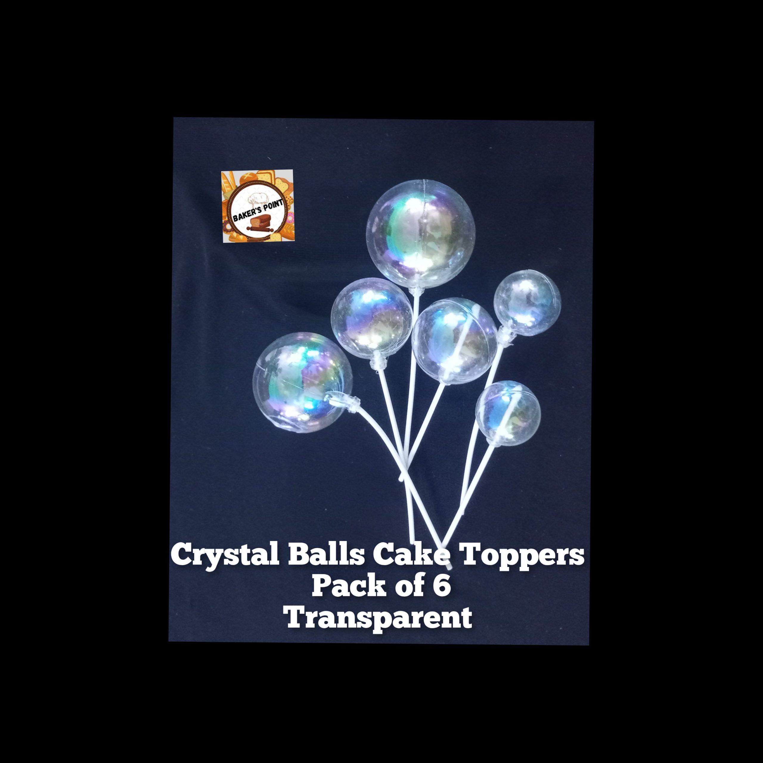 Crystal Balls Cake Topper (Pack Of 6 Pcs) Transparent White 