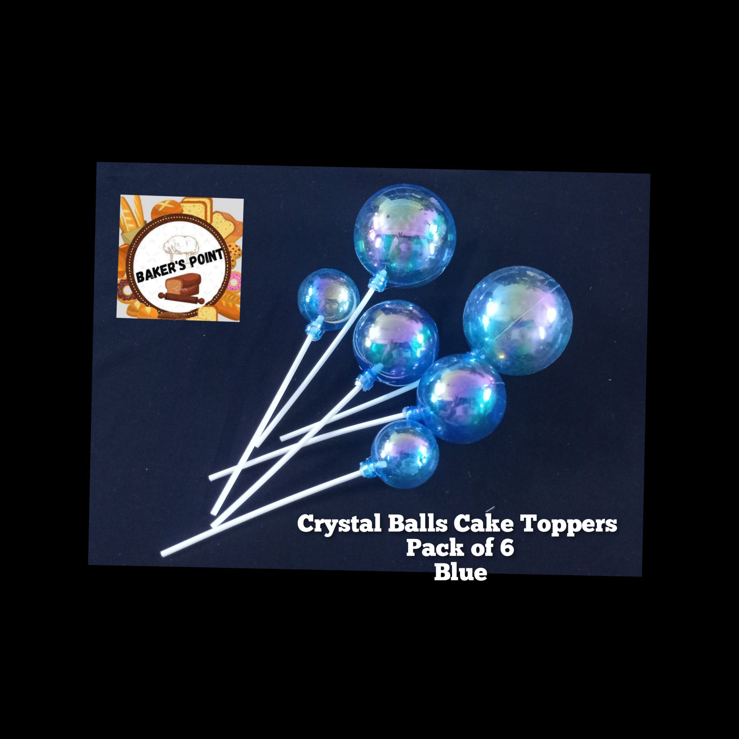 Crystal Balls Cake Topper (Pack Of 6 Pcs) Blue