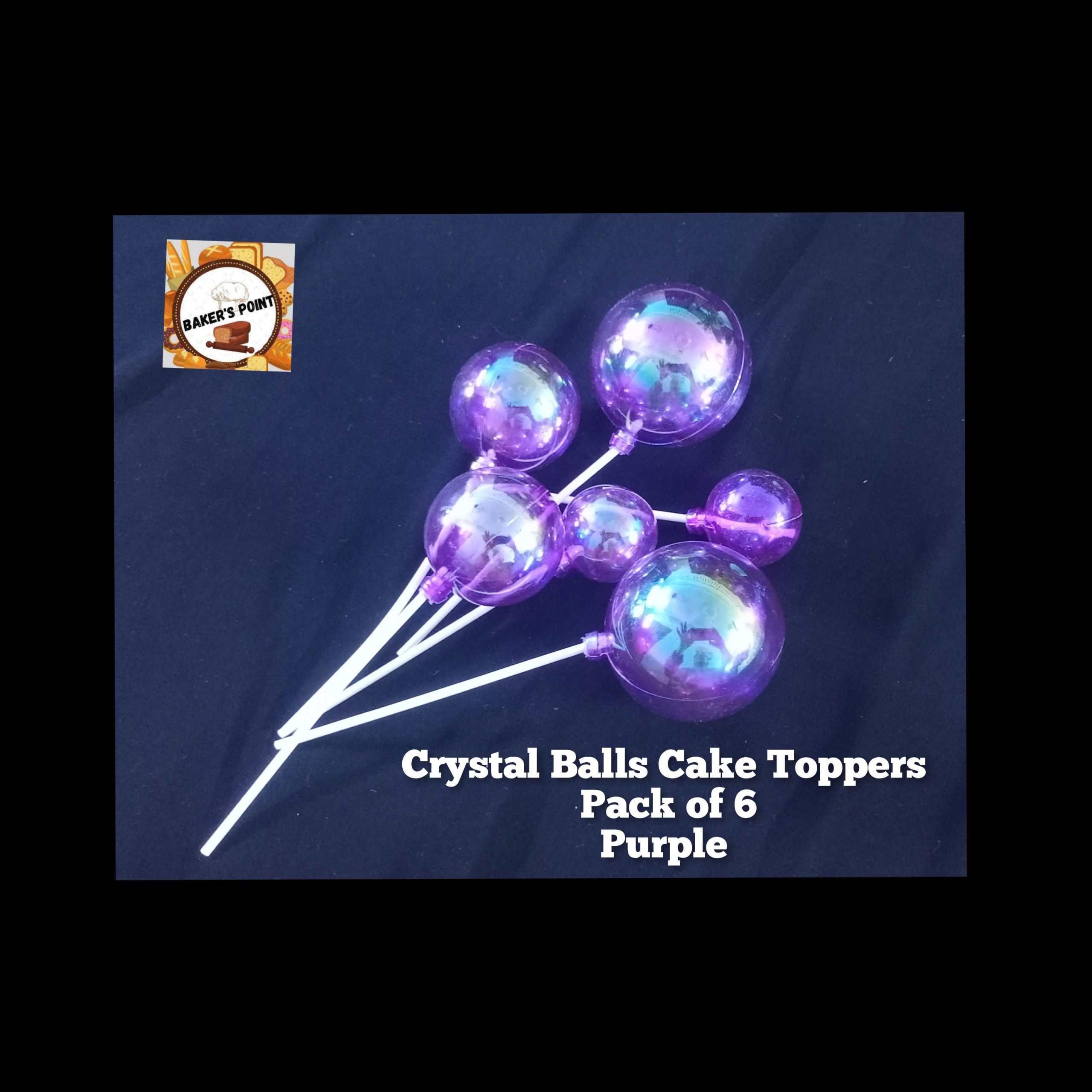 Crystal Balls Cake Topper (Pack Of 6 Pcs) Purple