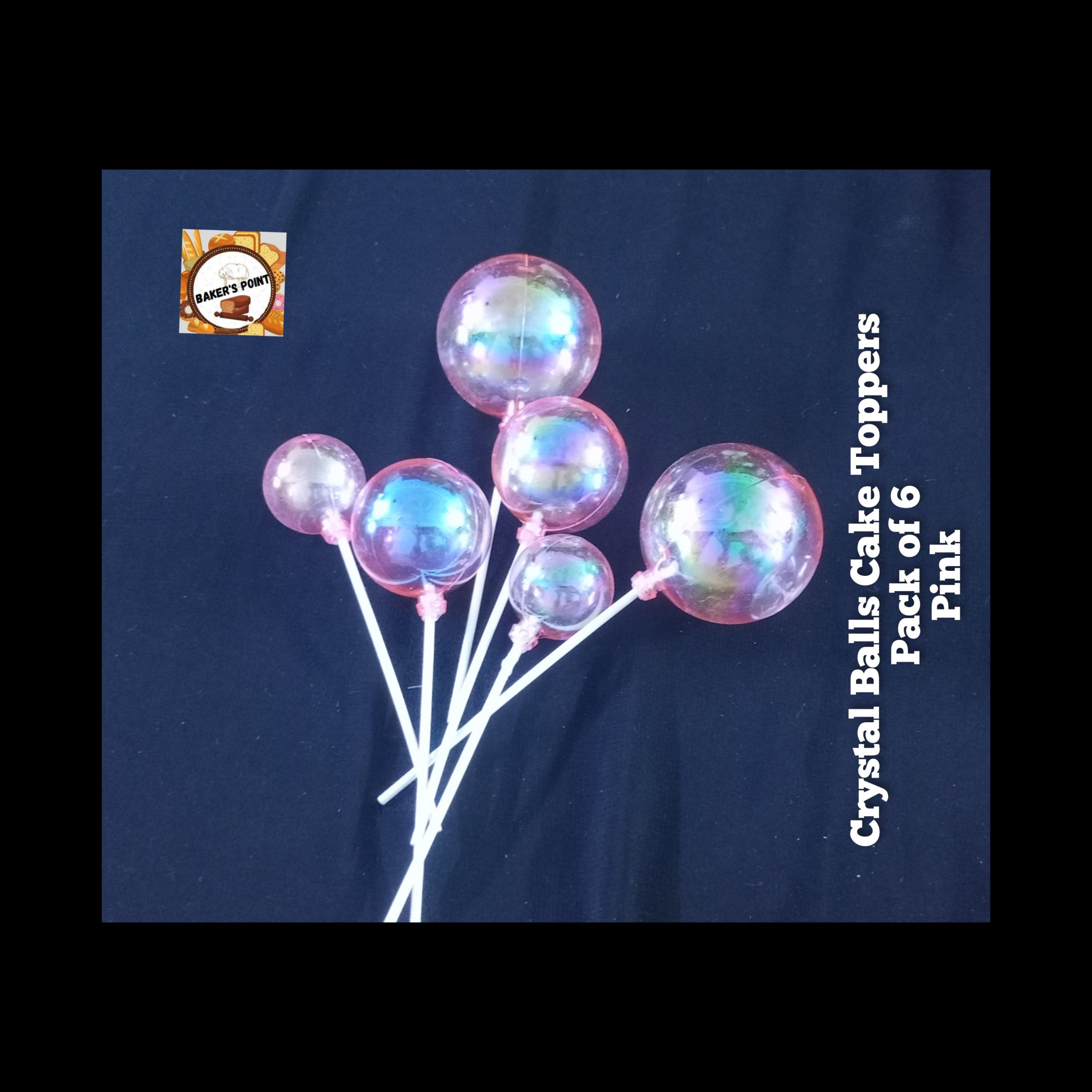 Crystal Balls Cake Topper (Pack Of 6 Pcs) Pink